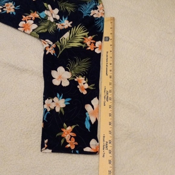 JM Collection Shirt 3X Popover Floral Leaf Tropical Print Shirt Long Sleeve - Picture 7 of 8